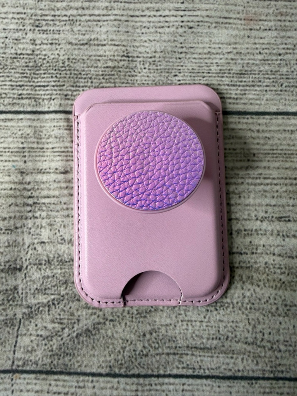 Pink Magnetic Wallet with Iridescent Pop Socket